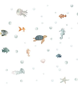 Oceán - Podmorský svet /  Nálepky na stenu Ocean - morské vzory DK467 
