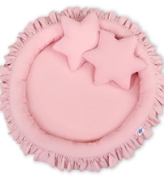 Okrúhle detské hniezda /  Detské okrúhle hniezdo s volánikmi - Púdrovo ružové 
