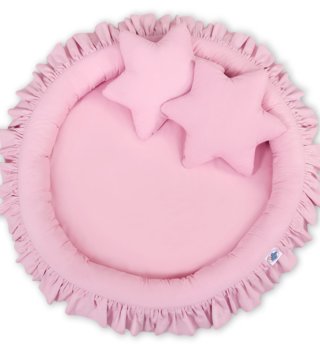 Okrúhle detské hniezda /  Detské okrúhle hniezdo s volánikmi - Ružové 