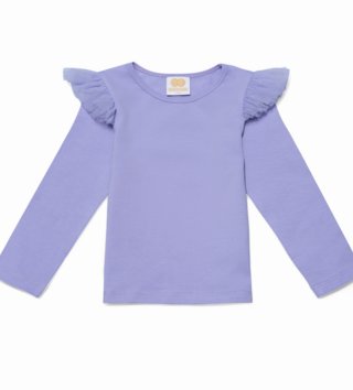 Tričká s dlhým rukávom /  Detské tričko s dlhým rukávom a volánikmi Angel - svetlo fialové 