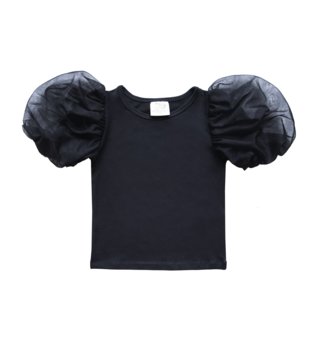 Tričká s krátkym rukávom /  Detské tričko s pufovanými rukávmi - čierne 