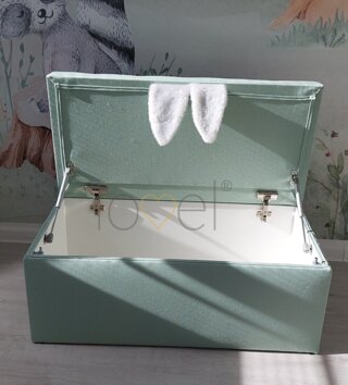 Koše na hračky, úložné boxy /  Detský sedací box s úložným priestorom - Linen - mint 