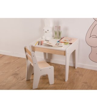 Stolíky /  Detský stolík - biela/drevo 