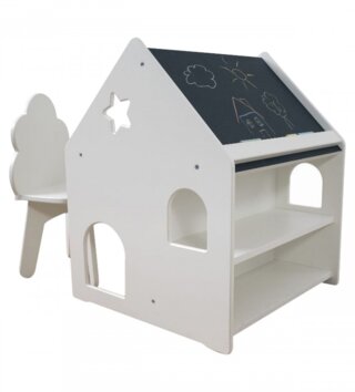 Stolíky /  Detský stolík v tvare domčeka s tabuľovou strechou 