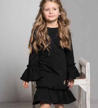 Šaty /  Dievčenské šaty s dlhým rukávom Butterfly - čierne 