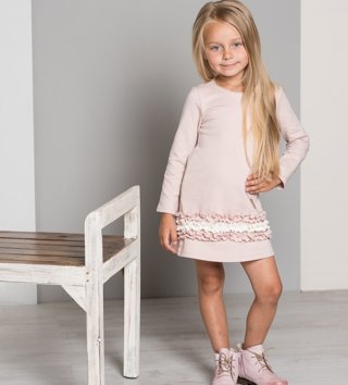 Šaty /  Dievčenské šaty s dlhým rukávom Cutie - púdrovo ružové 