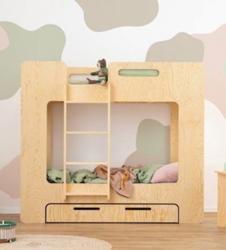 Poschodové postele /  Dizajnová poschodová posteľ so zábranou a šuflíkom SIMBA S 