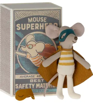 Maileg hračky /  Little bratček myška Super hrdina Maileg v krabičke 