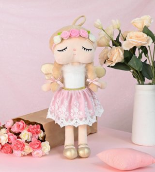 Plyšové hračky /  Metoo bábika s Kvetinovým vencom 48 cm v ružovej sukni 