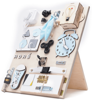 Montessori hračky /  Montessori manipulačná doska Activity board so žiarovkou L - modrá 