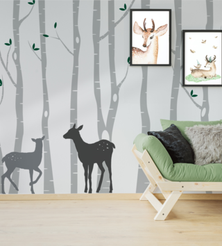 Forest - Lesný motív /  Nálepka na stenu Deer - jeleň Z073 - pastelové 