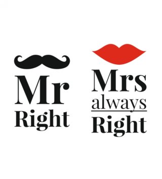 Mená a nápisy /  Nálepka na stenu Home - nápis - Mr Right & Mrs always Right N047 
