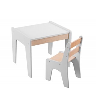 Stoličky /  SET detský stolík + 1 stolička - biela/drevo 