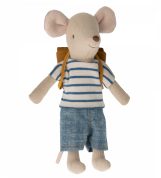 Maileg hračky /  Trojkolková myška Maileg s ruksakom - chlapček 